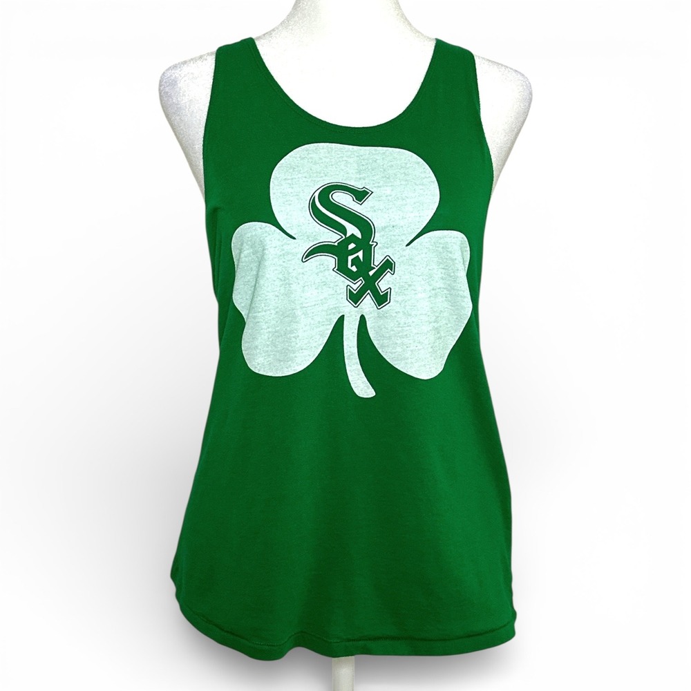PINK Chicago White Sox Tank Top Women S Green Shamrock St Patricks Day Racerback